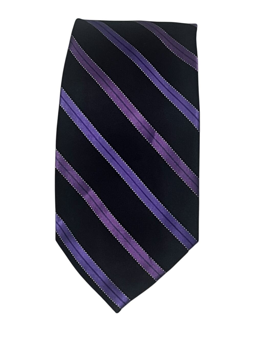 Van Heusen Black and Purple Stripe Tie 100% Silk